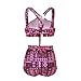 High Waisted Floral Bikini Front CrossRed Tribal Plus Size Swimwear-KJX005-RD3 XL