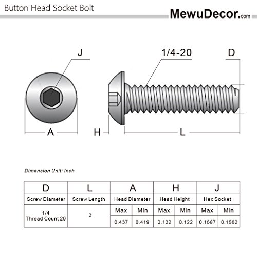 100 PCS 1/4-20 X 3/4" Flat Head Socket Cap Screws - Stainless Steel 304, Allen Drive