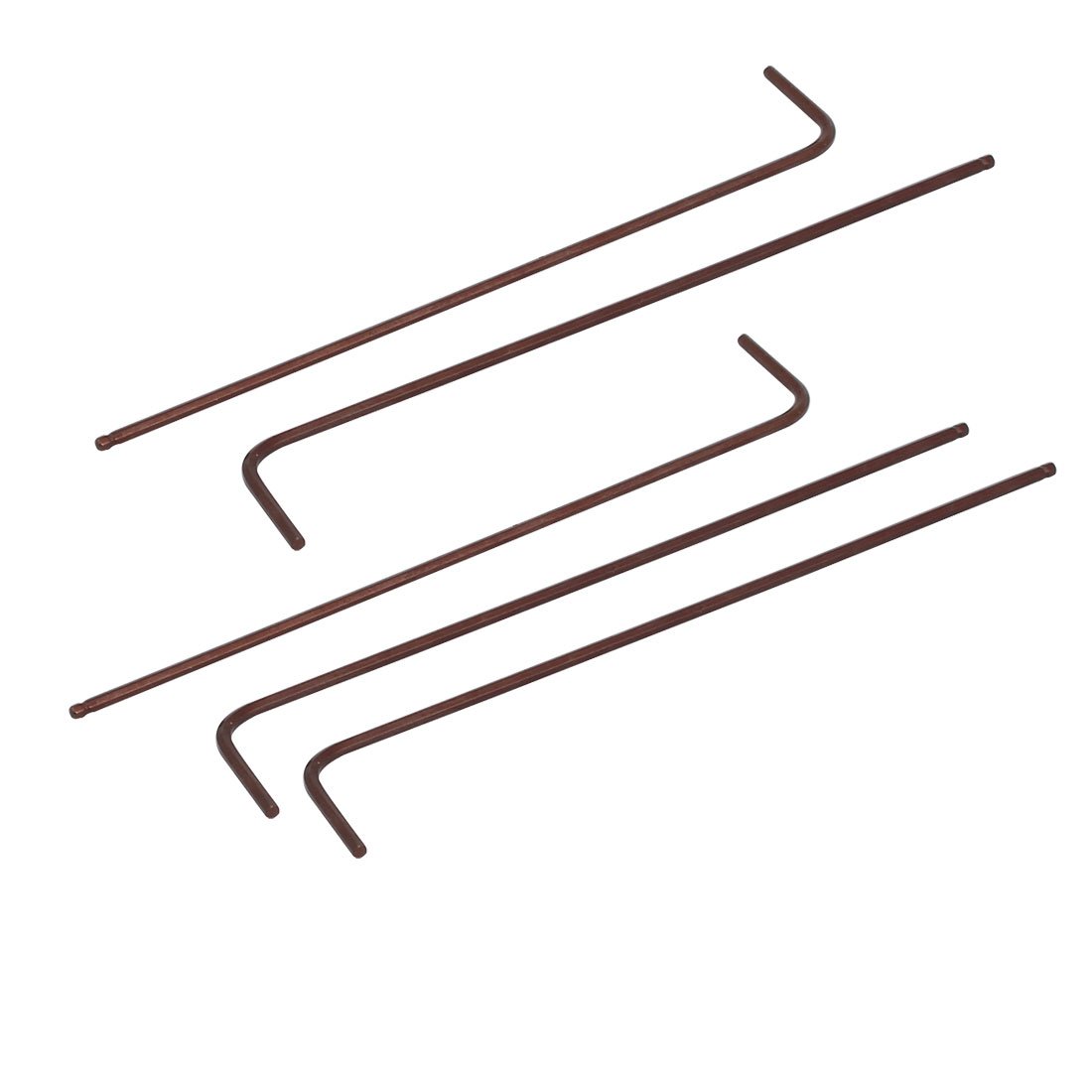 sourcing map Hex Key Wrench, 1/16 Inch L Shape Ball End Repair Tool Copper Tone, 5 Pcs (3.54" Length)