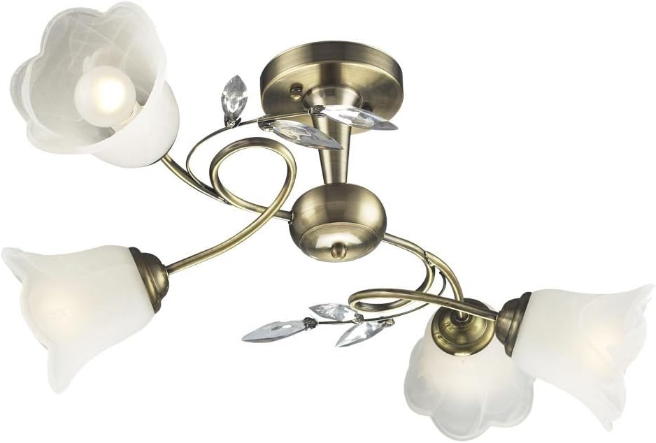 Antike Messing Glas Beleuchtung Landhausstil Lampe