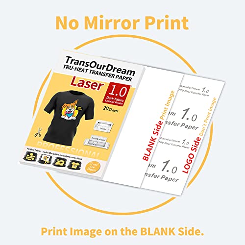 TransOurDream Iron on Heat Transfer Paper for Dark T Shirts (20 Sheets