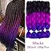 24Inch 5packs Braiding Hair Crochet Braids Synthetic Hair Extensions (Black-Purple-Blue Violet)