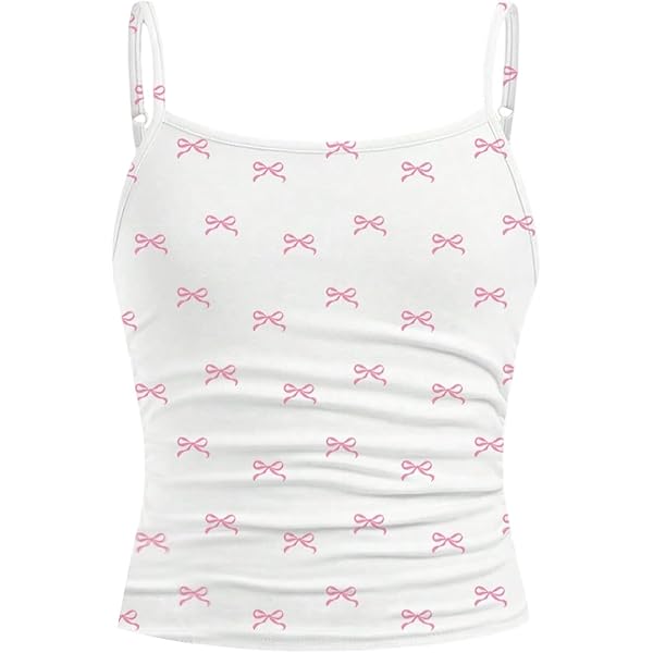 WDIRARA Women's Cherry Print Curve Hem Tank Top Sleeveless Scoop