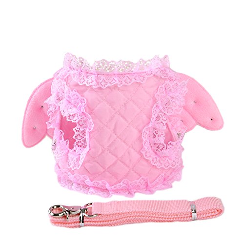 M2cbridge Pink Dog Puppy Harness Leash Collar Cat Vest Strap Angel Wings (XS)