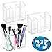 mDesign Modern Plastic Storage Bin Container for Cosmetics with Strong Adhesive Mount for Cabinets & Walls - to Hold Makeup Brushes, Mascara, Lip Gloss, Jewelry, Poppon Collection - 3 Pack - Clear