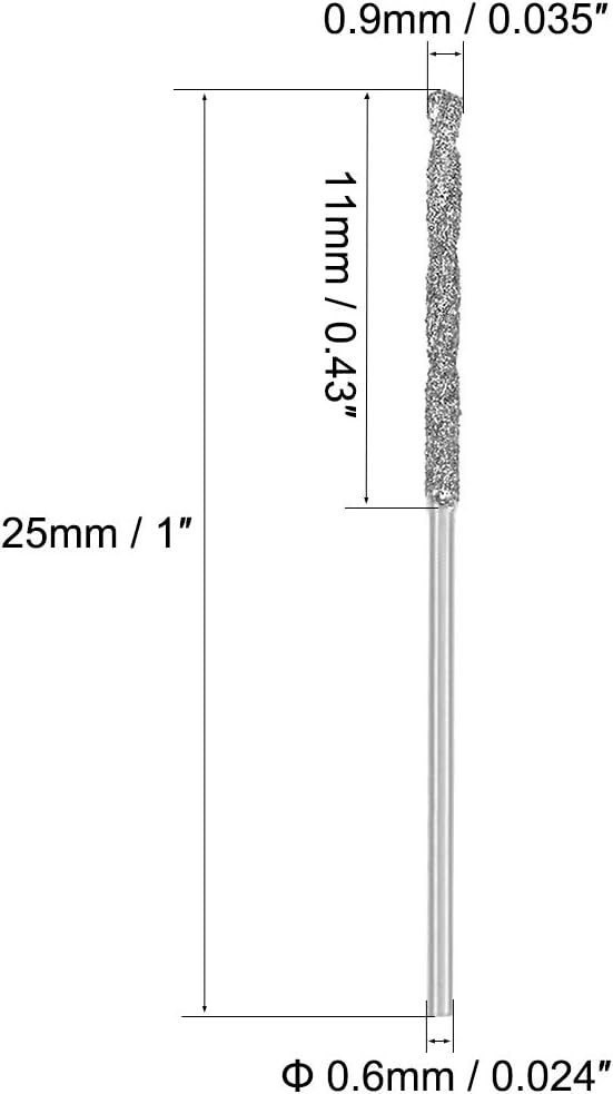 sourcing map 0.9mm Diamond Twist Drill Bits High Speed Steel for Glass Sea Shells Stone Tiles 5 Pcs - Image 3