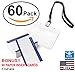 Cross Waterproof Plastic Name Tags ID Card Holder with Black Lanyards for Kids Name Labels, School, Camp, Field Trip, Business Event, Conference Badges Holder, Name Tag with Lanyard (60 Sets)