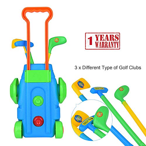 Portzon Golf Clubs, Golf Club Set with Wheels, 3 Clubs 3 Golf Balls Colorful Golf Accessories for Outdoor Sports - Thumbnail 3