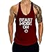 InleaderAesthetics Men's Gym Tank Tops Y-Back Workout Muscle Tee Bodybuilding Stringer Fitness Sleeveless T-Shirts - Wine Red-M
