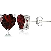 Sterling Silver Genuine, Created or Simulated Birthstone Gemstone 6mm Heart Stud Earrings