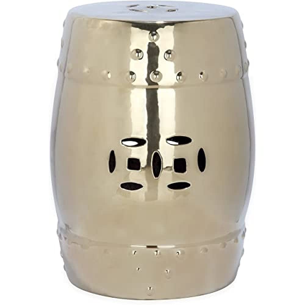 SAFAVIEH Modern Ceramic Garden Stool, in Gold, 35 X 35 X 45