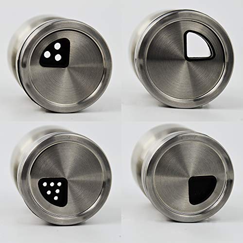 Salt and Pepper Shaker with adjustable pour holes dispenser lids