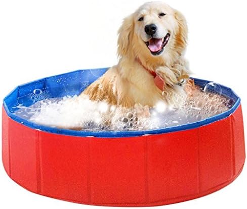 Foldable pet bath Inflatable bathtub, dog Spa Bath Large dog supplies Eco-friendly dog tub (red + blue) HUACNAG