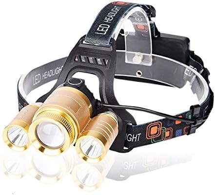 LED Headlamp Flashlight Rechargeable - Senkolas 2017 New Version 3 Cree LED XM-L2 T6 5000 Lumens Ultra Bright Headlamps, Zoomable, Waterproof Head Torch Flashlight, Gold