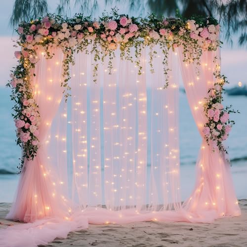 Party backdrop curtain with lights