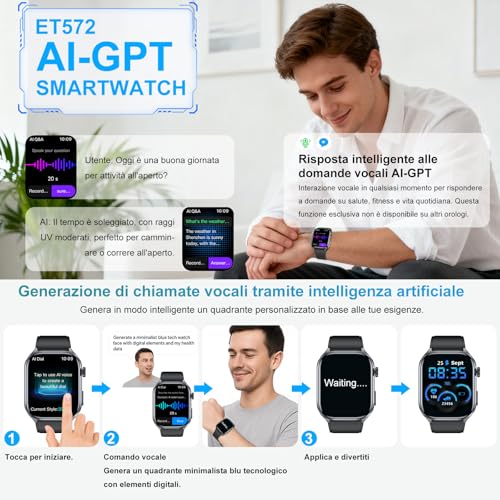 2026 AI GPT Smartwatch ECG Men and Women 2" Watch with Q&A AI Assistant | Blood Pressure,HRV,SpO2,Sleep,Heart Rate Monitor,BMI,IP68+Water Drainage,150+Sports,Torch,Phone,SOS,for Senior