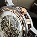 ESS Men's Man Brown Leather Stainless Silver Skeleton Semi Mechanical Mens Men Wrist Watch GIFT WM342