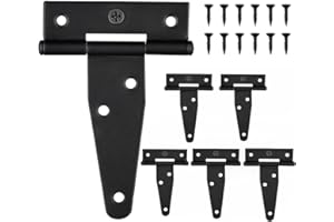 SYMI SMMR 6 PCS 3 inch Black T-Strap Shed Door Hinges for Wood, Barn Door Hinges Gate Hinge for Wooden Fences, Storage Shed, Yard, Barn Door, Toolboxes, Garden Gate Door Rustproof Door Hardware