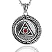 HZMAN Masonic Triangle All Seeing Eyes Necklace for Men, Stainless Steel Eye of Providence Pendant (Red CZ)