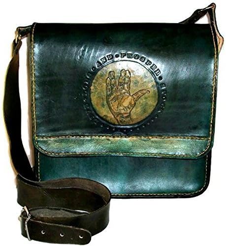 Handmade Leather Star Trek 12" Live Long and Prosper llap Tablet and Laptop Messenger Bag