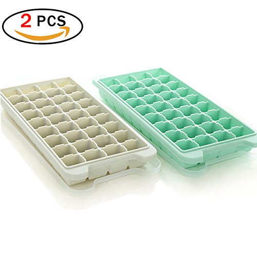 Silicone Ice Cube Tray, Naisidier 2 Pack Ice Cube Molds with Lid Easy Release Summer Ice Cube Maker with 72 Shaped Cubes BPA Free for Whisky Cocktail Fruit Juice Cooling