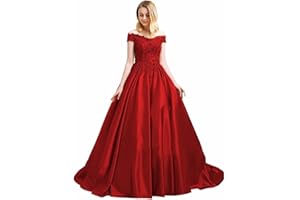 Dexinyuan Ball Gown Prom Dresses Long Quinceanera Satin Formal Evening Gowns Wedding Dresses