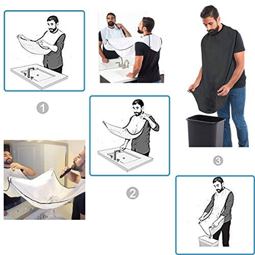 Beard Catcher Apron,Shaving Trimmer Apron,Bagvhandbagro New Design Beard Care Shave Apron Bib Catcher for Man Shaving (White) - Thumbnail 3
