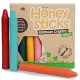 100% Pure Beeswax Crayons - (8 Pack, Thins) Natural, Non Toxic, Safe for Toddlers, Kids and Children, Handmade in New Zealand, for Older Children to Encourage Fine Motor Skills Honeysticks