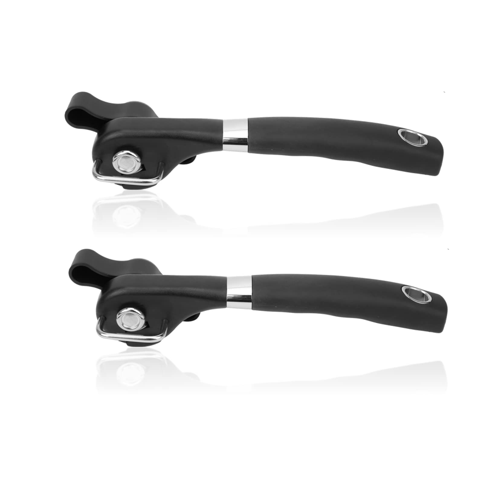 KUIDAMOS GJSH01 2 Set Can Opener Manual, Stainless Steel Smooth Edge Can Opener Safe Cut Heavy Duty Ergonomic Handle Comfortable To Hold for Kitchen & Restaurant(black)