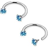 Goerhsjie 16g 8/10mm ASTM F136 Titanium Horseshoe Septum Lip Rings Piercings Cartilage Helix Daith Earrings Multicolor Jewelry for Women Men