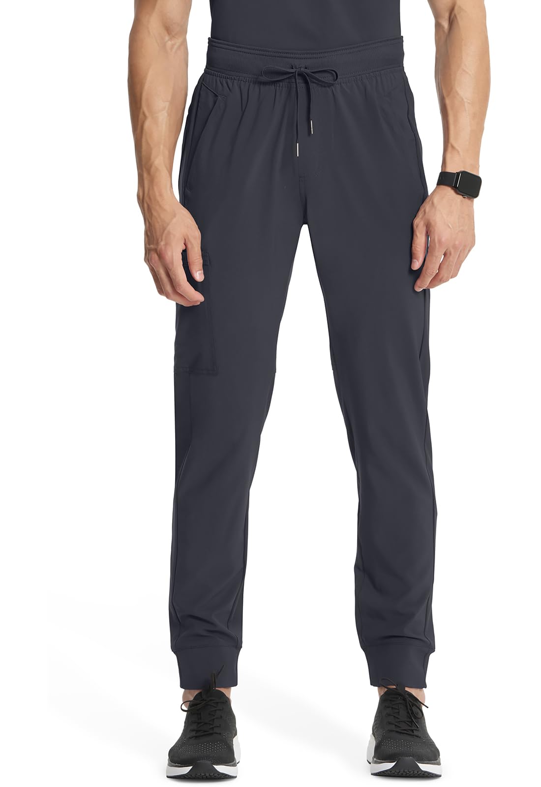 Photo 1 of Cherokee Infinity Men's Jogger Pants with Drawstring Waist Mid Rise 5 Pockets Bottoms CK004AT, XL Tall, Pewter
