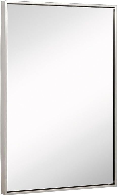 Alibaba.com offers 1,192 brushed nickel bathroom mirror products. hamilton hills clean large modern brushed nickel frame wall mirror contemporary premium silver backed floating glass vanity metal frame bathroom