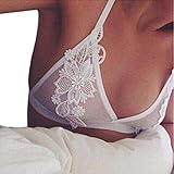Tonsee Women Translucent Underwear Sheer Lace Strap Lingerie Bra Top (XL)
