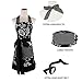 Surblue Kitchen Aprons for Women with 2 Pockets Vintage Ruffle Floral Apron, Adjustable Extra-Long Tie,Organic Cotton Printing, Black