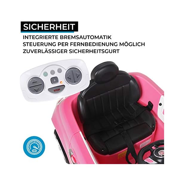 Actionbikes Motors Kinder Elektroauto FIAT 500 - Lizenziert - Mp3 - USB - SD - 2,4 Ghz Rc Fernbedienung - Not Stop… – Bild 8