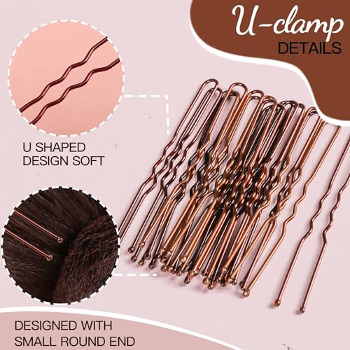 Odluzy 20 PCS Hair Nets Invisible and 40PCS U Shaped Hair Pins Set, 20 PCS 50cm for Bun Brown Elastic Edge Mesh and 40pcs Hair Bun Pins for Women, girls, Ballet Bun Maker Dance (Brown)