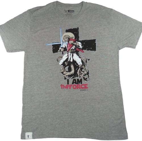 1body 1spirit Men's I Am The Force! Jedi T-Shirt Large Heather Premium Grey