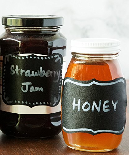 Large Chalkboard Labels - Erasable Decorative Chalk Labels - Set of 54 Reusable Premium Jar Labels - Chalkboard Stickers - Canister Sticker Labels for Stylish Organization, Wedding Decorations, Crafts
