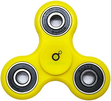 #1 Hand Spinner Fidget Toy Yellow [UPGRADED - Extra Quiet Bearing] Relieving ADHD, Ultra Durable EDC Focus Toy for Kids and Adults, Spin Time 2-4 Min Non-3D Printed