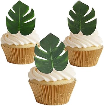 Amazon Com Georld 48pcs Edible Tropical Palm Leaves Cupcake