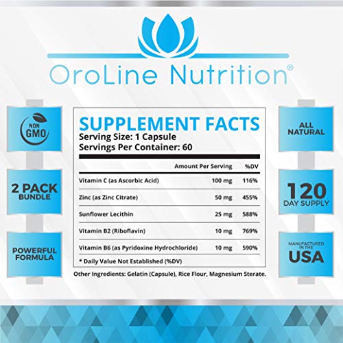 Oroline Zinc Supplements for Immune Support - [2 Pack] Vitamin C and Zinc 50mg Supplement - Great Zinc Supplement for Adults - Best Zinc Capsules for Immunity Support -An Immune Booster & Zinc Vitamin