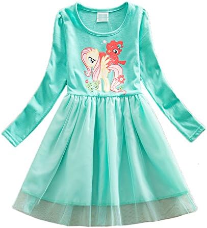 Wnitefg My Little Pony Toddler Girls' Pleated Skirt Party Dress Princess Dress Green/Blue