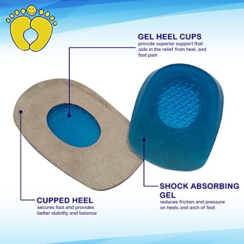 image for Hyjinx Gel Heel Cups (Pair) - Best Shoe Inserts for Heel Spurs - Massa