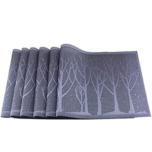 Uniturcky Washable Woven Placemats (13” x 19”) Tree Theme Non-Slip...