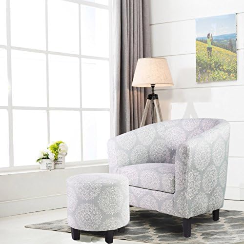 Ocean Bridge Furniture โ 7AM Collection โ Aiyana Barrel Chair and Ottoman Set, Teal