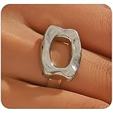 Mexegy Chunky Hammer Patterned Open Ring for Women,Vintage Minimalist Geometric Hollow Statement Ring,Trendy Party Banquet Jewelry Accessories Gifts