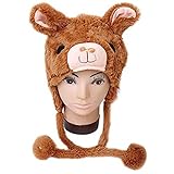 Maggift Winter Plush Animal Hat Alpaca,Brown,OS