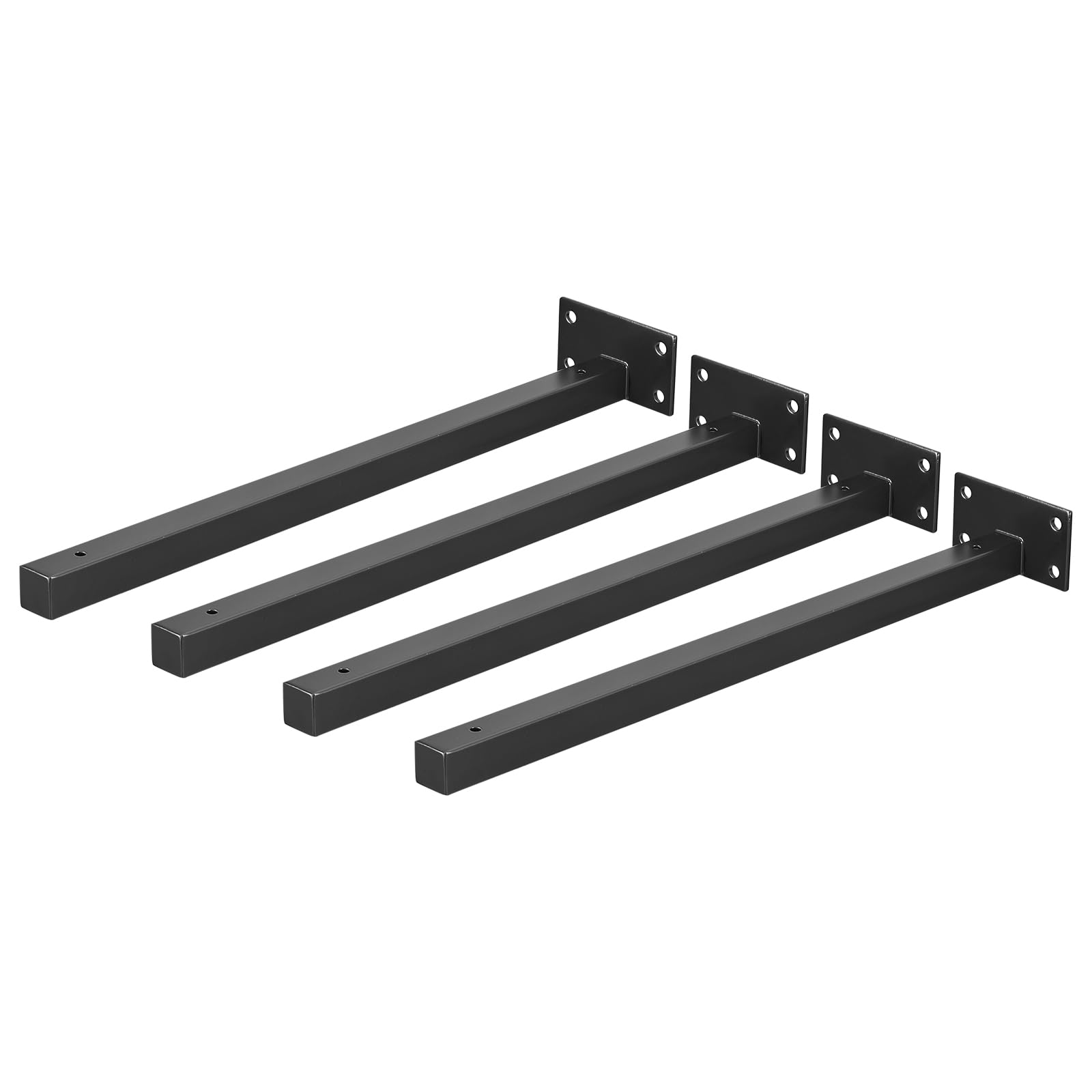 uxcell Floating Shelf Brackets, 4pcs 16"(400mm) Industrial Metal Brackets for Shelves Wall Mounted Shelf Supports, Black