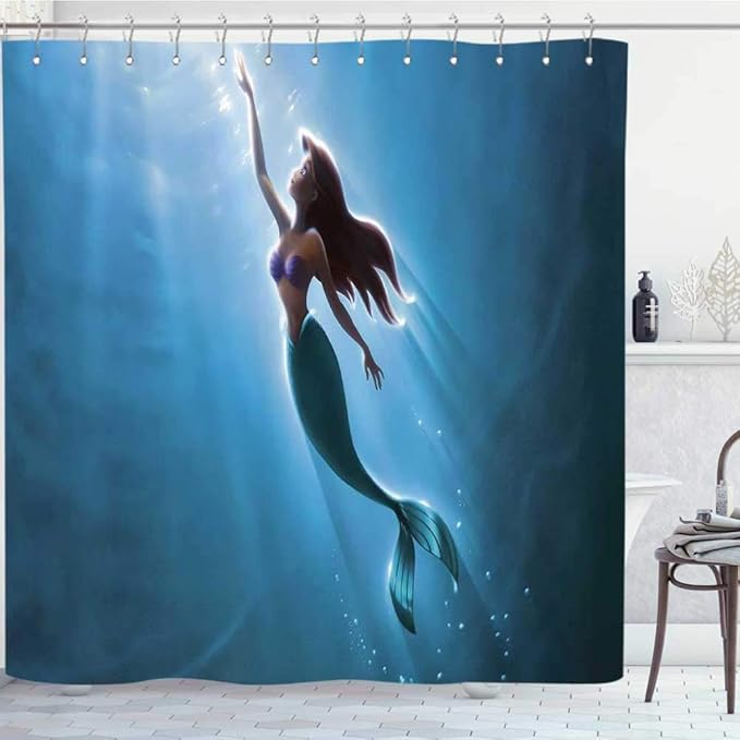 HoMdEfW Long Shower Curtain The Little Mermaid Hanging Curtain Home