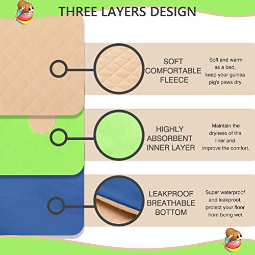 EXPAWLORER Guinea Pig Fleece Cage Liners with Burrowing Pocket